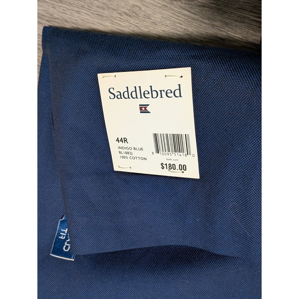 New With Tag Saddlebred Men's Indigo Blue 100% Cotton Blazer Sport Coat Size 44R - Picture 3 of 9